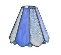 Generic Lamp Shade Stained Glass Lampshade Tapered Replacement Shade Decorative Lighting Cover Handmade with Black Soldered Leading Suitable for Bedroom, 7.5 Inch, Blue Diamond Beads