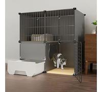 Generic Large 2/3 Tier Cat Playpen with Litter Box - Indoor DIY Cat Enclosure for Small Animals, Detachable Metal Kennels, Ideal for 1-3 Cats(75x49x75cm)