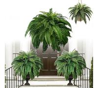 GENERIC Large Artificial Boston Ferns for Outdoors, UV Resistant Lifelike, Realistic, Easy to Care, Indoor and Outdoor, 1pcs, 22''/60 Leaves