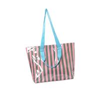 Generic Large Capacity Waterproof Tote Bag with Striped Print. Can Be Carried By Hand Or on The Shoulder. Lightweight, Multifunctional, and Spacious, Green Pink