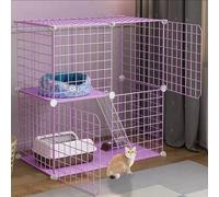 Generic Large Cat Cage, DIY Small Animal Cages Cat Crate Playpen Indoor Detachable Metal Wire Kennels Enclosures Large Exercise Place Foldable Yard Fence Kennels For 1-4 Cats Or Rabbit, Ects (Color :