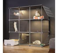 Generic Large Cat Cage Indoor - DIY Cat Playpen Enclosure with Litter Box - Detachable Small Animal Cage for Kittens, Guinea Pigs, Bunnies, and Chinchillas(110x49x109cm)