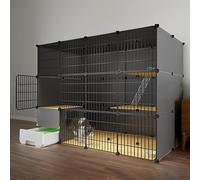 Generic Large Cat Cage Indoor Playpen - Cat Enclosure with Hammock for Kittens, Puppies, and Small Animals(147x95x111cm)