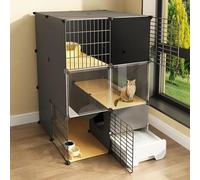 Generic Large Cat Playpen Enclosure - Metal Wire Kennels with Litter Box for 1-2 Cats - Detachable Cat Condo for Small Animals(29.5"L X 37.4"W X 42.9"H)