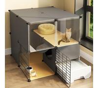 Generic Large Cat Playpen Enclosure - Metal Wire Kennels with Litter Box for 1-2 Cats - Detachable Cat Condo for Small Animals(29.5"L X 37.4"W X 28.7"H)