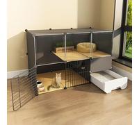 Generic Large Cat Playpen Enclosure - Metal Wire Kennels with Litter Box for 1-2 Cats - Detachable Cat Condo for Small Animals(43.7"L X 19.3"W X 28.7"H)