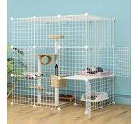 Generic Large Cat Playpen - Sturdy Indoor/Outdoor Metal Kennel for 2-5 Cats(111x75x110cm(B))