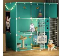 Generic Large Indoor Cat Cage - Detachable Extra Large Cat Playpen for Small Animals - Green(Green,106 * 91 * 106)