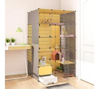 Generic Large Indoor Cat Cage with Litter Box - DIY Cat Playpen Enclosure for Small Animals - Spacious(111x95x183cm)