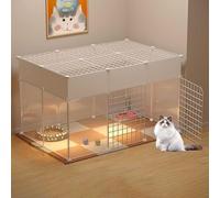 Generic Large Indoor Cat Playpen - Detachable Metal Cat Cages for Cats and Small Dogs - Easy to Clean Cat Enclosure and Ferret Cage(111x75x65cm)