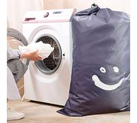 Generic Laundry Bag, Laundry Bag Travel Foldable Nylon Drawst Cylinder Dirty Travel with Large Capacity for Household Dirty Clothes Quilt Books Storage (Dark Grey Smiling Face)