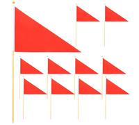 Generic Lawn Marking Flags with Sturdy Poles Red 10pcs Triangular Polyester Material, Easy Insertion into Ground, for Surveying and Boundary Marking Outdoors