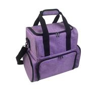 Generic Layered Cosmetic Organizer Makeup Bag Case Storage Organizer Pouch with Structured Padded Body and Removable Divider Multiple Carry Options and Top, Array, Purple