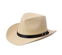 Generic LB City Men's Hat Summer Straw Hat Cowboy Hat Women's Cap, light brown, One Size