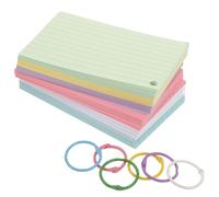 Generic Learning Memory Cards for Studying, Paper Blank Cards Notebooks with Binder Rings, Pre-Hole Punched Notecards, Portable for Note Taking, 1 Set