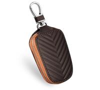 Generic Leather Car Key Fob Cover, Key Case for Keychain, Unisex Adults, Brown