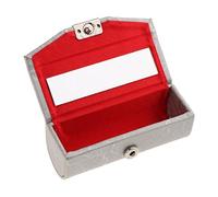 Generic Leather Case for Lipstick and, Makeup Storage Box with Mirror, Silver