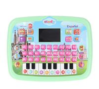 Generic LED Spanish Learning Tablet for Toddlers Colorful Educational Toy with Music and 8 Learning Modes for Kids 18x24x2cm (Green)