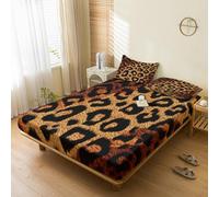 Generic Leopard Print Fitted Sheet Double Bed, with 2 Pillowcases - Animal Cheetah Print Bed Sheets & Bedroom Decor & Gift, 30 cm Deep Pocket, Soft Brushed Microfiber Bedding - SWJ3830