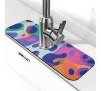 Generic Leopard Rainbow Print Print Kitchen Sink Splash Guard Faucet Mat, Sink Gadgets, Splash Guard Behind Faucet Drip Catcher for Kitchen Bathroom