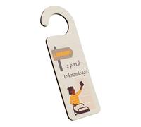 Generic 'Library: A Portal to Knowledge' Plywood Door Handle Hanger - Idea for Librarians and Book Lovers (doorh-ha23-portalknow)