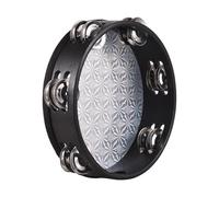 Generic Lightweight 8-Inch Wooden Tambourine with Shiny Reflective Drum Head for Dance and Worship (8-inch)