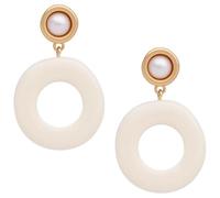 Generic Lightweight Vintage Milk White Earrings With Natural Pearls, Circle Dangles With 925 Silver Posts, Inspired By 70S