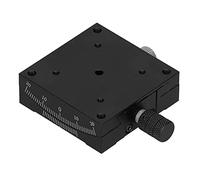 Generic Linear Stage Manual Positioning Table 60x60mm Black Anodized Aluminum Alloy Turntable with Dovetail Guide Gear Drive for Optical Equipment Measuring Devices Microscop
