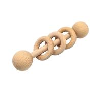 Generic Literacy in The Early Grades Wood Rattle Teether Ring Pack Montessori Gray Double Gender Neutral Started Early (Khaki, One Size)