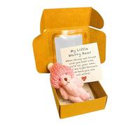 Géneric Little Bear In A Box, My Little Mini Worry Bear in a Box, Plush Pocket Hug with Thinking of You Card for Friends (Pink)