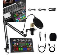 Generic Live Sound Card with DJ Mixer Effects & Voice Changer, Black, USB, HDMI, Bluetooth, 3-Channel, 16 Special Effects, 7 Recording Modes, 4 Voice Changer Modes, Professional Sound Mixer Board