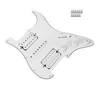 Generic Loaded Prewired Pickguard Set Humbucker HSH Pickup, Durable Metal + PVC, Easy Installation, 11 Screws, White/Black, for Guitar Players (White)