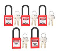 Generic Lockout Lock, 38mm Nylon Pa Safety Padlock with Dual Side Labels Insulated Keyed Retention for Industrial Lockout Tagout Electrical Hydraulic Pneumatic Indoor Outdoor Usage (Red)