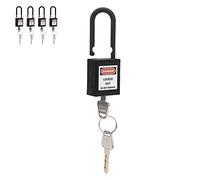 Generic Lockout Tagout Lock 38mm Durable Insulated Safety Padlock for Factories/Construction Sites, Set of 5 (Black)