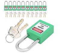 Generic Lockout Tagout Lock Durable Nylon Isolation Anti-Skid Padlock for Industrial Lockout Applications, 10Sets of 38mm Lock with 20 Keys, for Engineering Safety (Green)