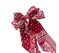 Generic Long satin bow ribbon spring clip solid-colour back-of-head hair clip for women(red 06,18 * 36cm)