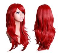 Generic Long Wavy Red Wig Universal Adjustable Comfortable with Hair Net for Womens Cosplay Halloween Christmas Parties High Temperature Synthetic 60-70cm