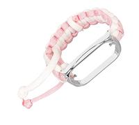 Generic Loop Strap Woven Bracelet, Stretchy Protective Frame Braided Loop Strap Nylon Breathable for Camping for Men Women (Pink White)