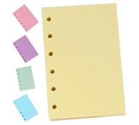 Generic Loose Leaf Planner Refills A7 250 Sheets with 5 Colored Pages and Tabbed Page Dividers for Academic and Office Use in 6-Hole Binder