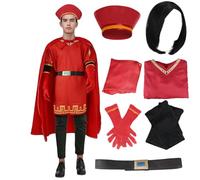 Generic Lord Farquaad Costume Halloween Lord Farquaad Cosplay Red Cloak Top Costumes Robe Cape Clothes Full Set, X-Large