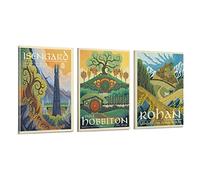 Generic - Lord of the Rings Vintage Movie Poster Set of 3 Posters Fashion Illustrations Canvas Art Prints Living Room Bedroom Office Decor