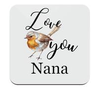 Generic Love You Nana Robin Coaster, Bird Art Grandmother Birthday Gift, 9cm Wood Coffee Drinks Mat, COAST100