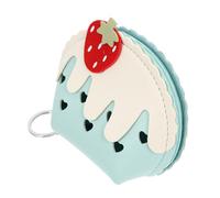 Generic Lovely Strawberry Coin Purse with Zipper Keychain, Multi-Purpose Storage, Made of Pu Leather and Metal, Convenient to Carry for Journey and School Use, Stylish and Compact Blue
