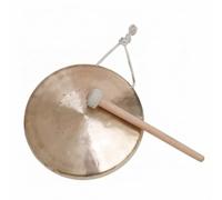 Generic Low Tone Gong Copper Gong Percussion Instrument Handheld Gong With Mallet Polished Finish Hand Crafted Texture Suitable for live cues youth music, 22cm, Medium Pitch Hand Gong