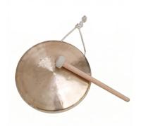 Generic Low Tone Gong Copper Gong Percussion Instrument Handheld Gong With Mallet Polished Finish Hand Crafted Texture Suitable for live cues youth music, 22cm, High Pitch Hand Gong