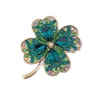 Generic Lucky 4-Leaf Clover Crystal Brooch green & AB iridescent glass rhinestone St. Patrick's Day Shamrock good luck pin