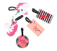 Generic Luggage Tags Set Practical Baggage Labels PVC 5pcs to Protect Information with Strap Connector Creative Unique Portable Name Cards for Travel Use and Backpack