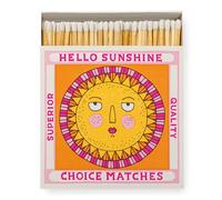 Generic Luxury Long Matches, Hello Sunshine in Pink & Yellow Giant Square Matchbox, Coloured Tips Large Matchsticks, Candles Fireside Housewarming Gift