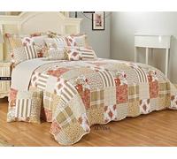 Generic Luxury Quilted Bedspread Patchwork Floral Printed Comforter Set 3 Piece Bed Throw With Pillow Shams (Alvina, Super King)