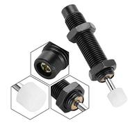 Generic M10 X 8mm Stroke Shock Absorber with Self-Pressure-Regulation Function for Pneumatic Air Cylinder, Black Alloy + Stainless Steel, Noise Reduction, 0.5-6WE(KG) Effective Weight